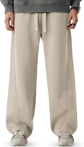 CANGHPGIN Mens Baggy Sweatpants Wide Leg Lounge Drawstring Loose Fit Casual Cotton Straight Sweat Pants with Pockets in Saudi Arabia
