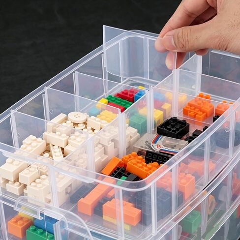 2 Pack Clear Plastic Craft Storage Containers, 3-Layer Jewelry Organizer Box for Earrings, Rings, Bead, Ornaments, Art DIY Crafts (18 Grids/Pack) in Saudi Arabia