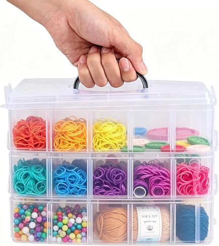 2 Pack Clear Plastic Craft Storage Containers, 3-Layer Jewelry Organizer Box for Earrings, Rings, Bead, Ornaments, Art DIY Crafts (18 Grids/Pack) in Saudi Arabia