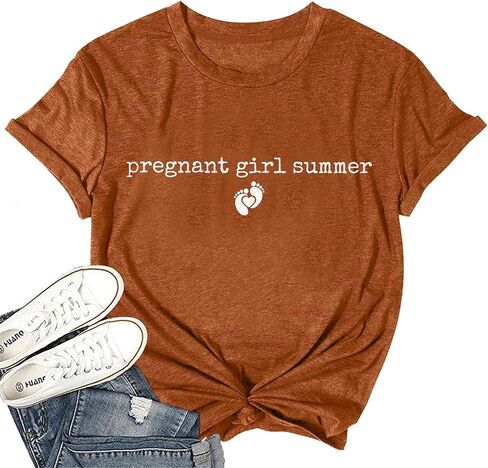 Pregnant Girl Summer Shirt Pregnancy Announcement T-Shirt Expecting Mom Shirts in Kuwait