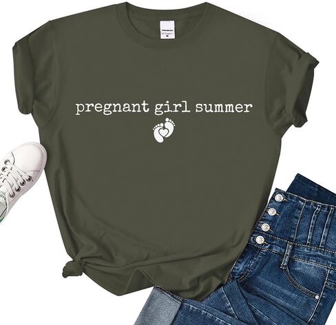 Pregnant Girl Summer Shirt Pregnancy Announcement T-Shirt Expecting Mom Shirts in Kuwait