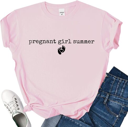Pregnant Girl Summer Shirt Pregnancy Announcement T-Shirt Expecting Mom Shirts in Kuwait