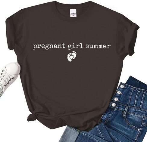 Pregnant Girl Summer Shirt Pregnancy Announcement T-Shirt Expecting Mom Shirts in Kuwait