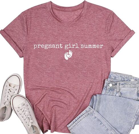 Pregnant Girl Summer Shirt Pregnancy Announcement T-Shirt Expecting Mom Shirts in Kuwait