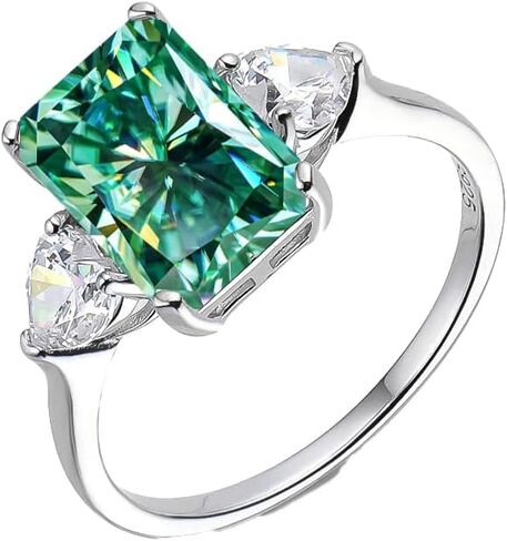 4ct Green Moissanite Ring Women Anniversary Rings S925 Silver 8x10MM Ice cut Big Moissanite Diamonds Rings Eternity Jewelr in Kuwait