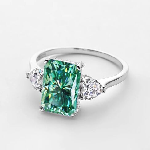 4ct Green Moissanite Ring Women Anniversary Rings S925 Silver 8x10MM Ice cut Big Moissanite Diamonds Rings Eternity Jewelr in Kuwait