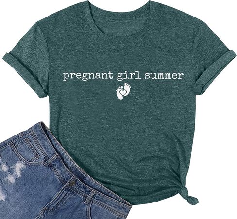 Pregnant Girl Summer Shirt Pregnancy Announcement T-Shirt Expecting Mom Shirts in Kuwait