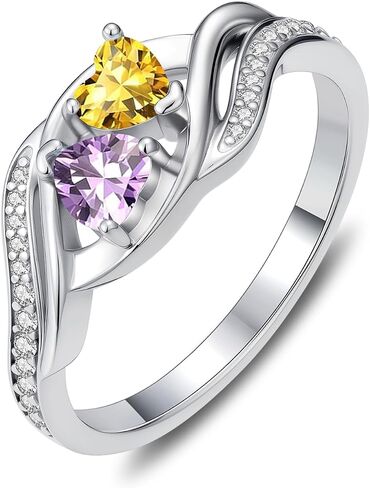 Double Heart Birthstone Promise Ring for Women, Two Birthstone Infinity Ring, Birthday Gift for Wife Girlfriend Mom Daughter Sister, Anniversary Jewelry in Saudi Arabia