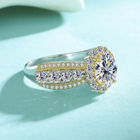 خاتم سوبر فلاش الخلود للنساء-1.5ct 6x8 مللي متر البيضاوي مويسانيتي مختبر الماس S925 الفضة الفرقة هدية الذكرى مجوهرات in Kuwait