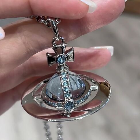 Three-Dimensional Star Necklace - 71-80cm Glacier Blue Titanium Senior Electroplating in Saudi Arabia