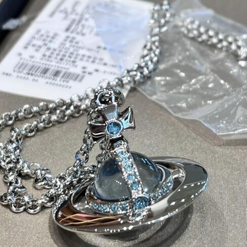 Three-Dimensional Star Necklace - 71-80cm Glacier Blue Titanium Senior Electroplating in Saudi Arabia