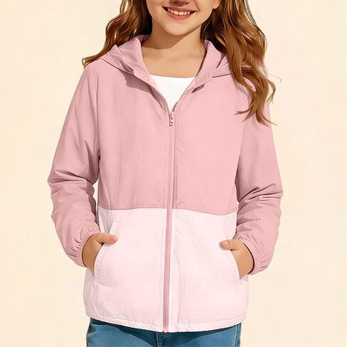 Girls Boys Zip Up Hooded Jacket UPF 50+ Sun Protection Long Sleeve Kids Casual Summer Lightweight Outwear with Pockets in Kuwait