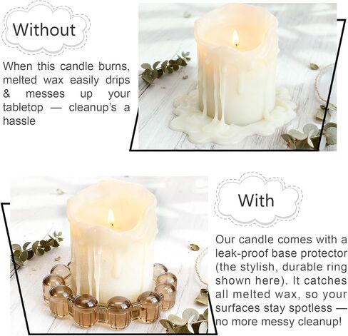 Rancco Bubble Candle Dish Glass Candle Holder Tray, Round Pillar Candlestick Plate Stand for Table Centerpieces, Modern Decorative, Home Decor, Party, Wedding, Suitable for Large Cylindrical Candles in Saudi Arabia
