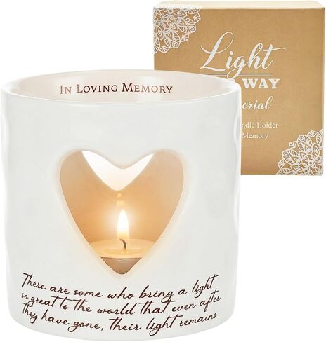 Sympathy Gifts for Loss of Mom, Ceramic Bereavement Votive Candle Holders Gifts, Memorial Gifts for Loss of Mom, Condolences Grief Gift for Loss, in Memory of Loved One (with 10 Tealight Candles) in Saudi Arabia