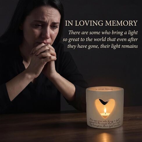 Sympathy Gifts for Loss of Mom, Ceramic Bereavement Votive Candle Holders Gifts, Memorial Gifts for Loss of Mom, Condolences Grief Gift for Loss, in Memory of Loved One (with 10 Tealight Candles) in Saudi Arabia