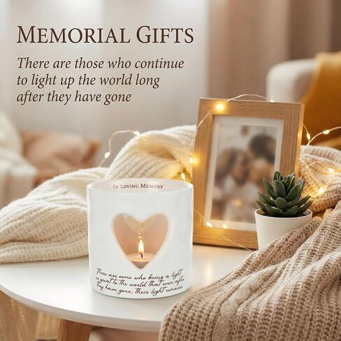 Sympathy Gifts for Loss of Mom, Ceramic Bereavement Votive Candle Holders Gifts, Memorial Gifts for Loss of Mom, Condolences Grief Gift for Loss, in Memory of Loved One (with 10 Tealight Candles) in Saudi Arabia