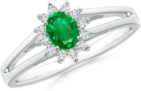 Angara Natural Emerald Ring for Women | Princess Diana in 14K Solid Gold/Platinum | May Birthday, Anniversary, Gemstone Jewelry Gift in Kuwait
