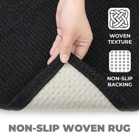Lansny Washable Runner Rug 2x5 Hallway Runners Braided Cotton Entryway Runner with Non Slip Backing Indoor Runners for Hallway Kitchen Bedroom, Black in Saudi Arabia