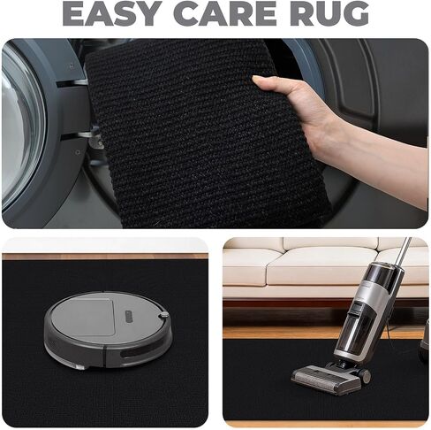 Lansny Washable Runner Rug 2x5 Hallway Runners Braided Cotton Entryway Runner with Non Slip Backing Indoor Runners for Hallway Kitchen Bedroom, Black in Saudi Arabia