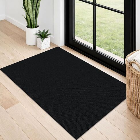Lansny Washable Runner Rug 2x5 Hallway Runners Braided Cotton Entryway Runner with Non Slip Backing Indoor Runners for Hallway Kitchen Bedroom, Black in Saudi Arabia