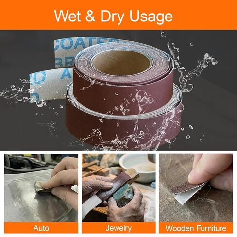 KENDO Emery Cloth Roll, 5 Grit Sandpaper Roll Assorted Sandpaper, Including 150 240 320 400 600 Grains, 6M for Woodworking, Automotive, Metal Polishing in Kuwait