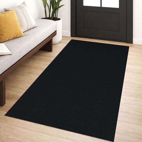 Lansny Washable Runner Rug 2x5 Hallway Runners Braided Cotton Entryway Runner with Non Slip Backing Indoor Runners for Hallway Kitchen Bedroom, Black in Saudi Arabia