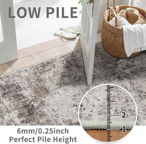 3x10 Washable Runner Rug for Hallrway: Non Slip Runners Rugs Easy-to-Clean - Soft Living Room Bedroom Kitchen Carpet - Thin Low Pile Printed Floor Runners - Pinkish Beige Brown in Saudi Arabia
