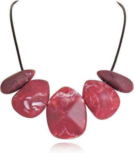 Coiris Chunky Statement Necklace for Women Boho Resin Beaded Collar Necklaces Vintage Geometric Jewelry for Wedding Party Holiday Costume Accessories Gift in Kuwait