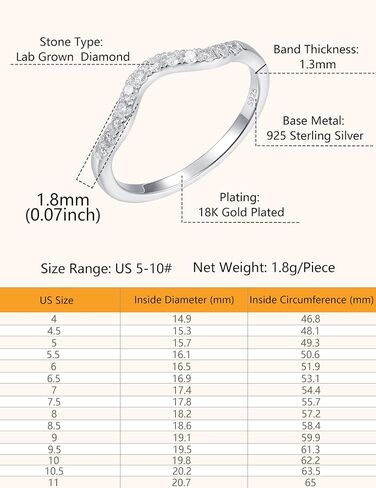Lab Grown Diamond Curved Stackable Engagement Ring for Women Anniversary Wedding Promise Ring D-F Color VS1-VS2 Clarity in Kuwait