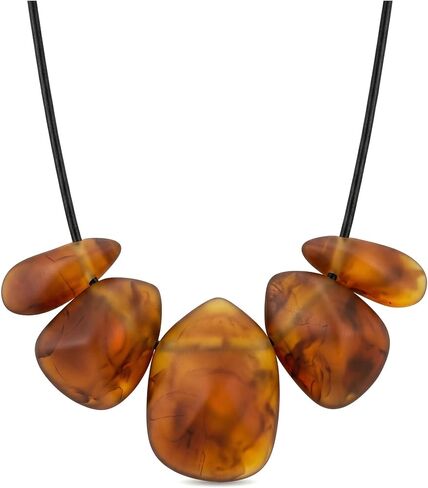 Coiris Chunky Statement Necklace for Women Boho Resin Beaded Collar Necklaces Vintage Geometric Jewelry for Wedding Party Holiday Costume Accessories Gift in Kuwait