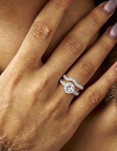 Lab Grown Diamond Curved Stackable Engagement Ring for Women Anniversary Wedding Promise Ring D-F Color VS1-VS2 Clarity in Kuwait