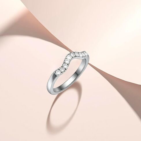 Lab Grown Diamond Curved Stackable Engagement Ring for Women Anniversary Wedding Promise Ring D-F Color VS1-VS2 Clarity in Kuwait