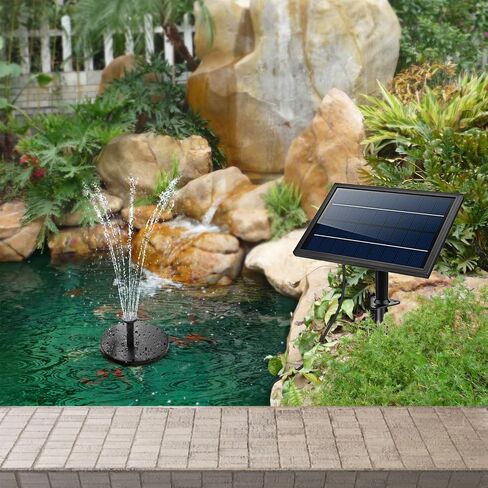 Solar Water Pump with 5 LED Color Light 7pcs Nozzle Kit Solar Fountain Pump 170L per H 9.8ft Cable Wall Mounted and Ground Inseted Panel in Saudi Arabia
