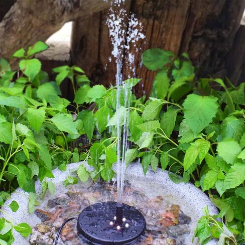 Solar Water Pump with 5 LED Color Light 7pcs Nozzle Kit Solar Fountain Pump 170L per H 9.8ft Cable Wall Mounted and Ground Inseted Panel in Saudi Arabia