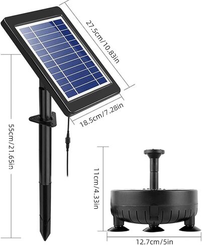 Solar Water Pump with 5 LED Color Light 7pcs Nozzle Kit Solar Fountain Pump 170L per H 9.8ft Cable Wall Mounted and Ground Inseted Panel in Saudi Arabia
