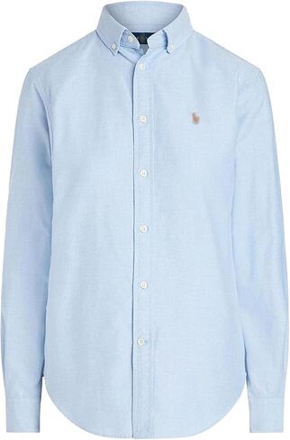 Women's Slim Fit Oxford Cotton Shirt - Classic Long Sleeve Button Down Blouse with Multi-Tone Logo You are Looking for in Kuwait
