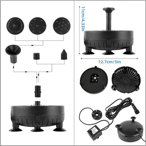 Solar Water Pump with 5 LED Color Light 7pcs Nozzle Kit Solar Fountain Pump 170L per H 9.8ft Cable Wall Mounted and Ground Inseted Panel in Saudi Arabia