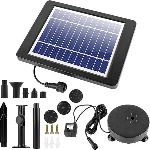 Solar Water Pump with 5 LED Color Light 7pcs Nozzle Kit Solar Fountain Pump 170L per H 9.8ft Cable Wall Mounted and Ground Inseted Panel in Saudi Arabia