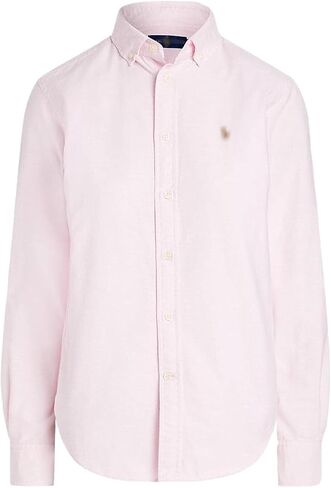 Women's Slim Fit Oxford Cotton Shirt - Classic Long Sleeve Button Down Blouse with Multi-Tone Logo You are Looking for in Kuwait
