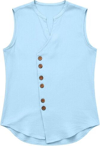 Alalaso Men's Casual Button Down Sleeveless Tank Top Summer Athletic Muscle Shirt Breathable Comfortable Undershirt in Kuwait