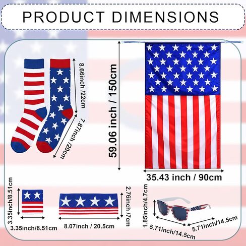 American Flag Costume Cape 4th of July Accessories for 250th Anniversary American Flag Headband Wristbands Sunglasses and Socks for Independence Day in Saudi Arabia