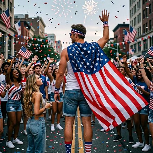 American Flag Costume Cape 4th of July Accessories for 250th Anniversary American Flag Headband Wristbands Sunglasses and Socks for Independence Day in Saudi Arabia