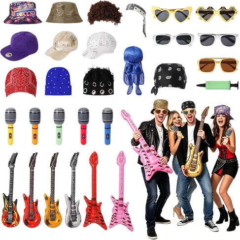 NICOWARM Rockstar & Hip-Hop Party Hats for Adults - Ultimate Adult Photo Booth Props in Saudi Arabia