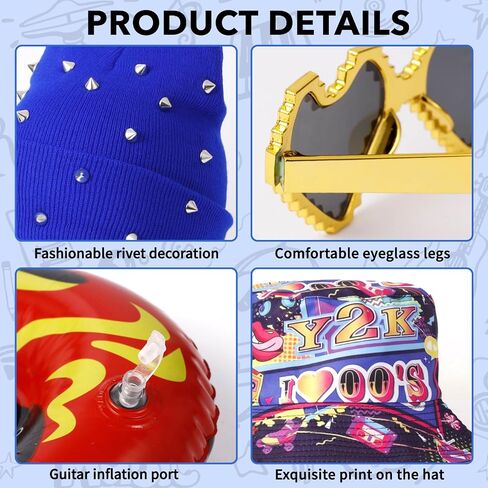 NICOWARM Rockstar & Hip-Hop Party Hats for Adults - Ultimate Adult Photo Booth Props in Saudi Arabia