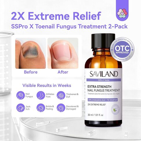 SAVILAND Toenail Fungus Treatment Extra Strength: FSA-HSA 2X Extreme Nail Repair for Discolored and Damaged Nails Toenail Softener Yellow Toenail Foot Toe Thick Nail Fungus Treatments Solution,2 fl oz in Saudi Arabia