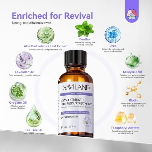 SAVILAND Toenail Fungus Treatment Extra Strength: FSA-HSA 2X Extreme Nail Repair for Discolored and Damaged Nails Toenail Softener Yellow Toenail Foot Toe Thick Nail Fungus Treatments Solution,2 fl oz in Saudi Arabia