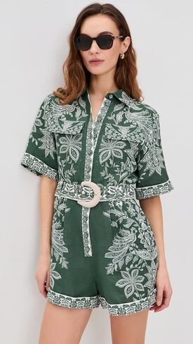 FARM Rio Women's Miranda Short Sleeve Romper in Kuwait