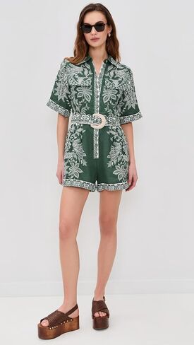 FARM Rio Women's Miranda Short Sleeve Romper in Kuwait