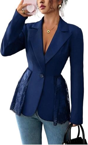 MINTLIMIT Women's Lace Blazer Business Casual Lapel Collar Long Sleeve Open Front Work Office Suit Jackets Blazer in Kuwait