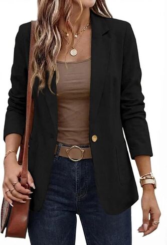 IDEALSANXUN Womens Cotton Linen Longline Blazer Casual Spring Summer Lightweight Soft Jackets in Kuwait